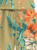Matching Hawaii Shirt and Romper Plus Size Beach Outfit Tropical Leaf Hibiscus Printed for Couples -  