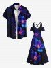 Flowers Glitter 3D Print Plus Size Matching Hawaii Beach Outfit For Couples -  