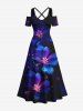 Flowers Glitter 3D Print Plus Size Matching Hawaii Beach Outfit For Couples -  
