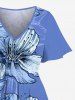 Flowers Leaf Print Plus Size Matching Hawaii Beach Outfit For Couples -  