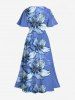 Flowers Leaf Print Plus Size Matching Hawaii Beach Outfit For Couples -  