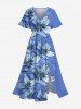 Flowers Leaf Print Plus Size Matching Hawaii Beach Outfit For Couples -  