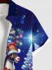 Plus Size Christmas Tree Light Hat Elk Santa Claus Glitter Galaxy Print Button Pocket Shirt For Men -  