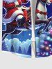 Plus Size Christmas Tree Light Hat Elk Santa Claus Glitter Galaxy Print Button Pocket Shirt For Men -  