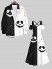 Plus Size Halloween Costume Pumpkin Face Colorblock Ripped Sewing 3D Print Cold Shoulder Crisscross Maxi Dress -  