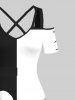 Plus Size Halloween Costume Pumpkin Face Colorblock Ripped Sewing 3D Print Cold Shoulder Crisscross Maxi Dress -  