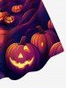 Plus Size Halloween Pumpkin Bat Moon Castle Print Tank Dress -  