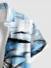 Plus Size Coconut Tree Sea Mountain Cloud Print Hawaii Button Pocket Shirt For Men -  