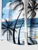 Plus Size Coconut Tree Sea Mountain Cloud Print Hawaii Button Pocket Shirt For Men -  