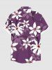 Plus Size Ombre Hibiscus Flower Print Hawaii Button Pocket Shirt For Men -  
