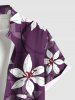 Plus Size Ombre Hibiscus Flower Print Hawaii Button Pocket Shirt For Men -  