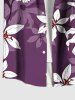 Chemise hawaïenne grande taille à imprimé fleurs d'hibiscus ombré et poches boutonnées pour homme - Pourpre  6XL