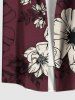 Chemise hawaïenne grande taille à imprimé floral, feuilles et branches, avec poches boutonnées et ombrées, pour homme - Noir L