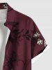 Plus Size Flower Leaf Branch Print Hawaii Ombre Button Pocket Shirt For Men -  