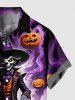 Chemise grande taille à imprimé citrouille sorcier ombré et fumée pour homme, avec poches boutonnées - Noir 2XL