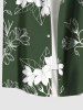 Plus Size Hibiscus Flower Leaf Branch Print Hawaii Button Pocket Shirt For Men -  