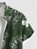 Plus Size Hibiscus Flower Leaf Branch Print Hawaii Button Pocket Shirt For Men -  
