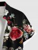 Plus Size Flower Leaf Print Hawaii Button Pocket Shirt For Men -  