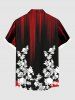 Plus Size Flower Branch Light Beam Print Hawaii Button Pocket Shirt For Men -  