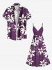Plus Size Ombre Hibiscus Flower Print Hawaii Surplice A Line Cami Dress -  
