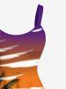 Robe débardeur grande taille à imprimé cocotier, vagues, coucher de soleil, ciel ombré, style hawaïen, coupe trapèze - Orange 4X