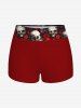 Maillot de bain tankini dos nu à imprimé tête de mort et roses pour Halloween - Rouge M