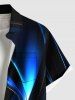 Chemise grande taille à boutons et poches pour homme, imprimé ombré et léger - Noir 3XL