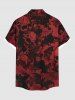 Chemise grande taille à boutons et poches pour homme, motif tête de mort, croix, toile d'araignée, chauve-souris, Halloween - Rouge Vineux 5XL