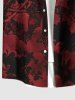 Chemise grande taille à boutons et poches pour homme, motif tête de mort, croix, toile d'araignée, chauve-souris, Halloween - Rouge Vineux 5XL