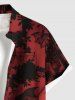 Chemise grande taille à boutons et poches pour homme, motif tête de mort, croix, toile d'araignée, chauve-souris, Halloween - Rouge Vineux 5XL