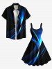Robe débardeur grande taille à imprimé ombré et faisceau lumineux - Bleu profond 2X