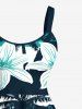 Plus Size Coconut Tree Flowers Colorblock Print Hawaii Tank Dress -  