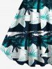 Plus Size Coconut Tree Flowers Colorblock Print Hawaii Tank Dress -  