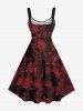 Plus Size Halloween Skulls Cross Spider Web Bat Print Tank Dress -  