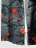 Plus Size Halloween Skulls Rose Flowers Print Buttons Pocket Shirt For Men -  