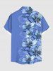 Plus Size Flowers Leaf Print Buttons Pocket Hawaii Shirt For Men -  