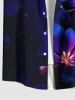 Plus Size Flowers Glitter 3D Print Buttons Pocket Hawaii Shirt For Men -  