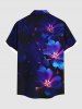 Chemise hawaïenne grande taille à fleurs et paillettes, imprimé 3D, boutons et poches, pour homme - Noir XL