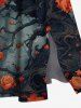 Robe mi-longue fendue grande taille à imprimé tête de mort et roses pour Halloween - Noir XXS