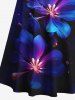 Plus Size Flowers Glitter 3D Print Cold Shoulder Crisscross Hawaii Maxi Dress -  
