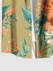 Plus Size Hibiscus Flowers Leaf Print Buttons Pocket Hawaii Shirt For Men -  