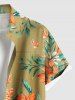 Plus Size Hibiscus Flowers Leaf Print Buttons Pocket Hawaii Shirt For Men -  