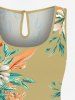 Combinaison hawaïenne cintrée grande taille à imprimé feuilles et fleurs d'hibiscus - Bronze M