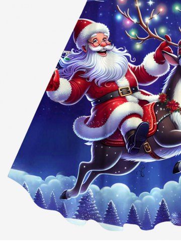Plus Size Christmas Tree Light Hat Elk Santa Claus Glitter Galaxy Print A Line Tank Dress