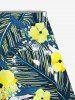 Flowers Tropical Leaf Print Hawaii Plus Size Matching Set -  