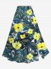 Flowers Tropical Leaf Print Hawaii Plus Size Matching Set -  