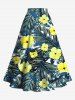 Flowers Tropical Leaf Print Hawaii Plus Size Matching Set -  