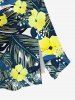 Flowers Tropical Leaf Print Hawaii Plus Size Matching Set -  