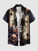 Halloween Skulls Flowers Spider Poker Print Plus Size Matching Outfit For Couples -  