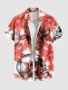 Halloween Skulls Flowers Print Plus Size Matching Outfit For Couples - Rouge 